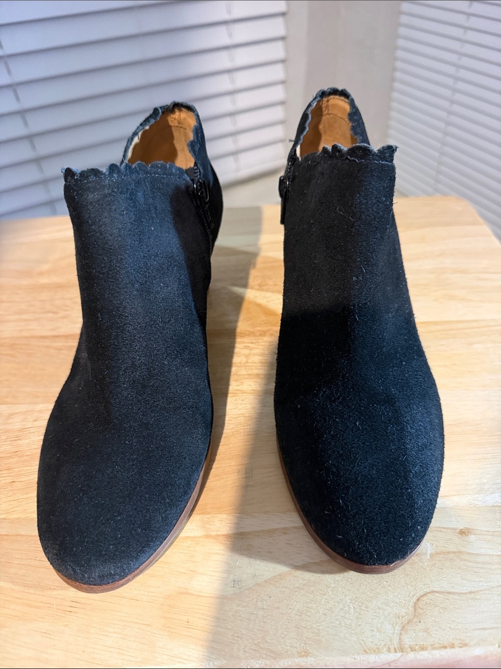 Jack Rogers Black Suede Scalloped Ankle Booties